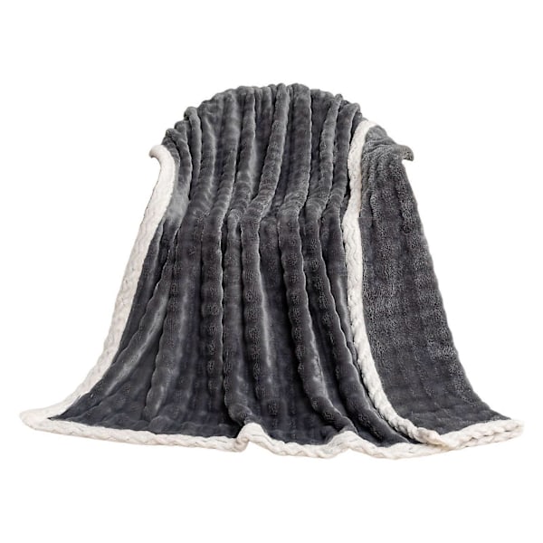 Sommarpläd Filt Fleece Filt Enfärgad Design Hudvänlig Andningsbar Hållbar Sömnad Tvättbar Sängfilt Dark Gray M