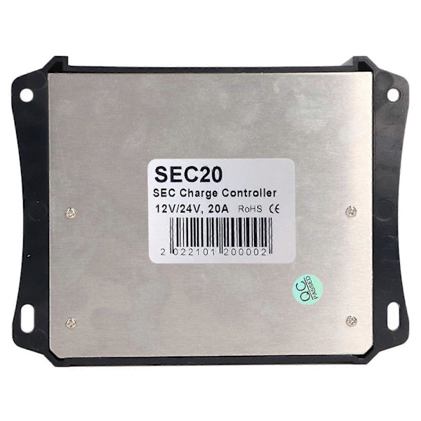 Solpanelcontroller 3-trins PWM-opladning Intelligent mikrocontroller ABS-aluminiumplade 12V 24V Solcelleopladningscontroller SEC20(20A)