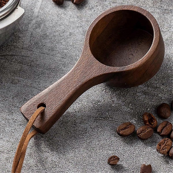 Svart Valnötkaffesked - Långskaftad sked för kaffe, te och kök, miljövänlig blandningsapparat.