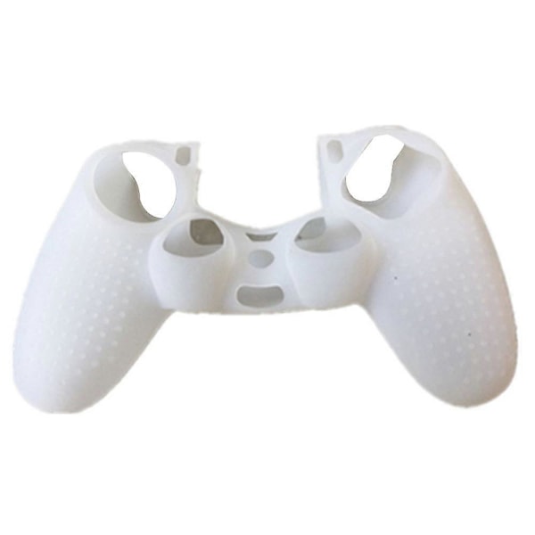 PS4 Handkontroll Skin Grepp Skydd Fodral Set Skyddande Mjukt Silikon Gel Gummi Skal & Halkfria Tumgrepp - Halkfri vit -