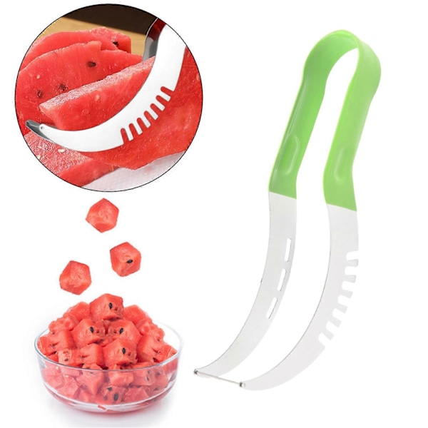 1/2 kpl Vesimelonileikkuri Ruostumattomasta teräksestä valmistettu terävä terä Hedelmäviipaloija Helppo puhdistaa Keittiöapulainen Cantaloupe- ja lohikäärmehedelmille Red 2pcs