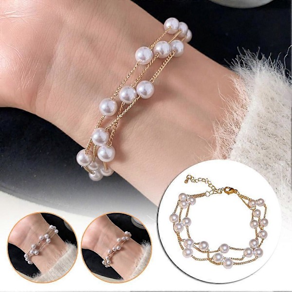 Dambeaded Charm Pärlarmband Flickor Armring Bröllopssmycken Gåva Golden