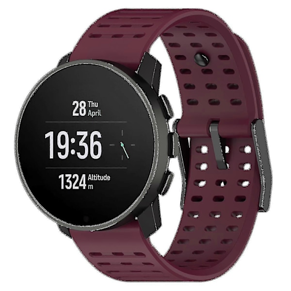 Urheiluranneke Suunto Vertical/9 Peak Pro/9 Peak/5 Peak -kelloille, 22 mm silikoniset kellon rannekkeet Wine Red