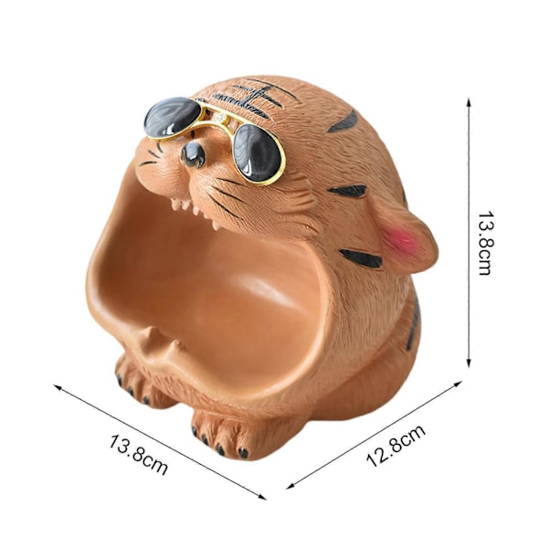 Tiger Fransk Bulldog Askebæger Håndlavet Brandsikker Belægning Vindtæt Halvt Lukket Dyr Resin Bord Askebægre med Slidser til Røgværktøj Gaver Hjemmekontor Grey D
