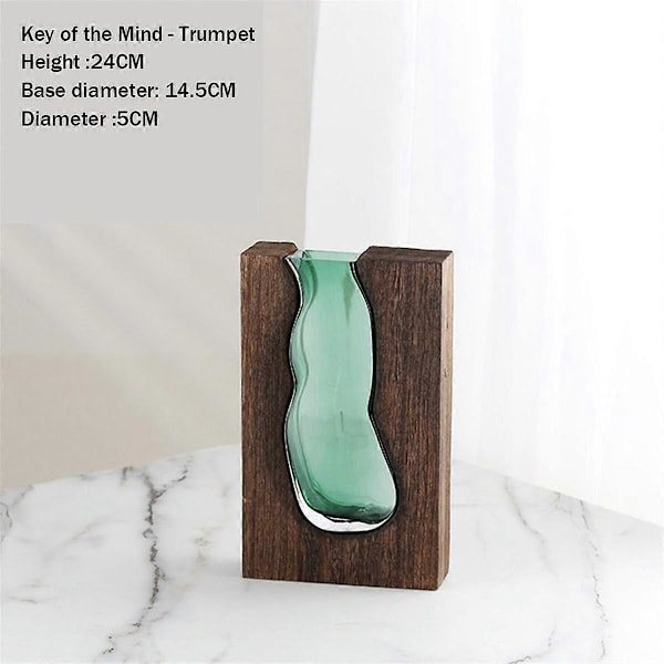 Trähus Glasvas Vattenupphöjd Blomma Vardagsrum Matbord Torkad Blomsterarrangemang Behållare Ornament B