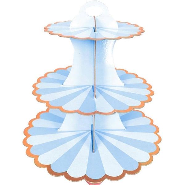 3-Vånings Cupcake Dessert Pappersställ Display Rack Födelsedag Bröllop Festtillbehör Blue lollipop