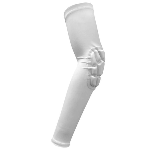 1st Sport Arm Sleeve Skyddande Armbågsskydd Långt Armbågsskydd Cykelärmar för Utomhus Basket (M, Vit)