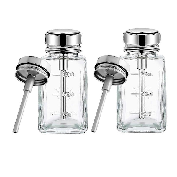 2 stk. 180 ml Klar Pumpeflaske med Metal Flip Cover