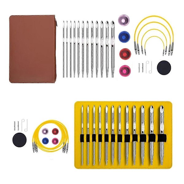 Tunisisk Virknål Set med Kabel Aluminium Utbytbara Virknålar Set Virknål 26 st Virknålar Set