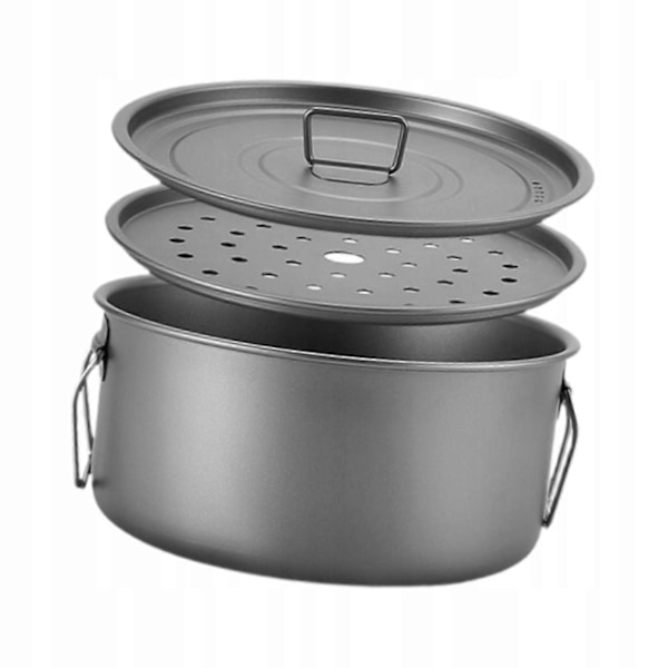 Camp madlavningsgryde 2200ml Titanium Camping Krus Til Med Dampgitter