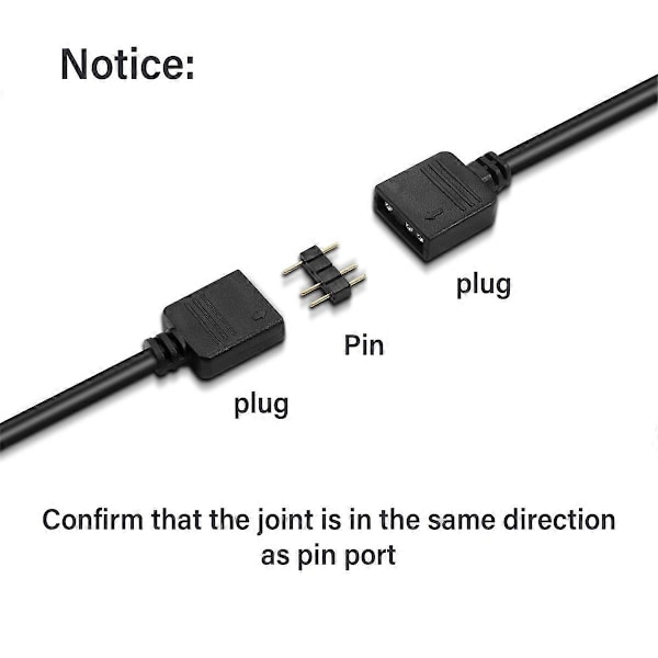 4 stk. RGB-forlængerkabel til RGB-blæser, PC LED-strip