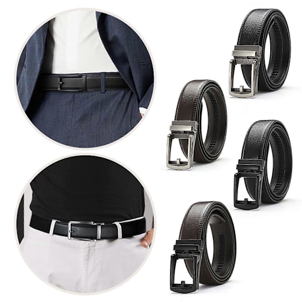 Herr Faux Läderbälte Mikro Automatiskt Spänne Spärrbälte Reptåligt Bälte Modeaccessoarer Black 110cm