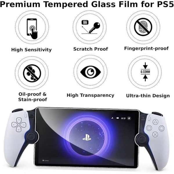2-pack skärmskydd reptålig härdad film härdat glas för PS5 Portal