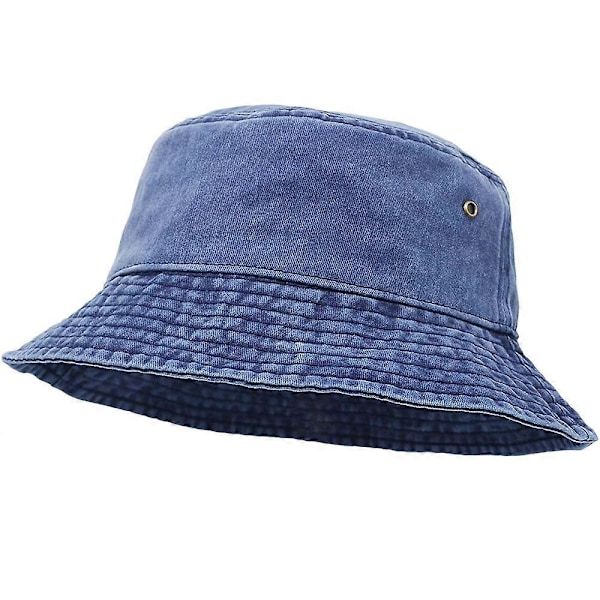 Ultrakey Bucket Hat Bredbrättad Tvättad Denim Bomull Utomhus Solhatt Platt Topp Keps För Fiske Vandring Strandsporter