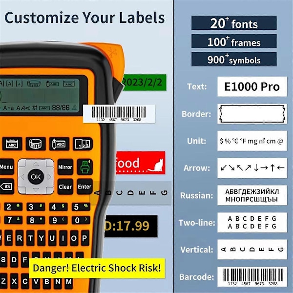 E1000 Etikettskrivare QWERTY Tangentbord Grå