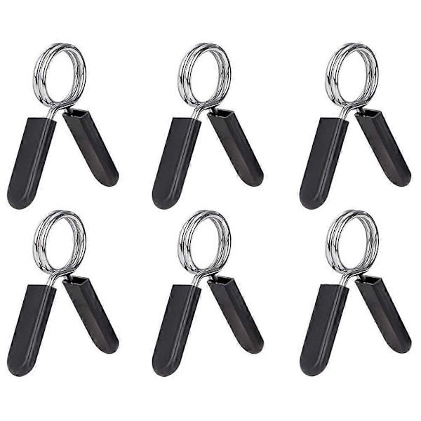 6-pack 25 mm (1 tum) skivstångsklämma - Hantelfjäderlås för standardviktstång, träning, Str