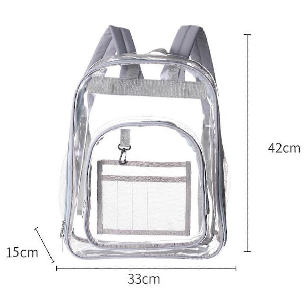 1 st Klar Ryggsäck, Kraftig Genomskinlig Ryggsäck Mode transparent PVC ryggsäck skolväska white