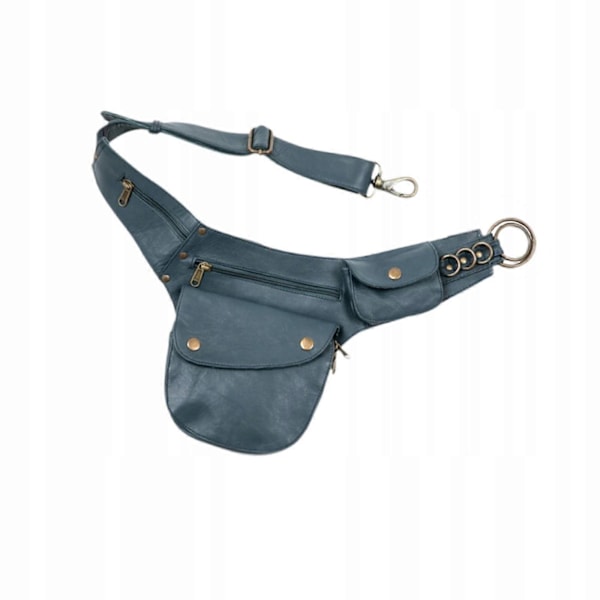 Midjeväska Män Lättvikt Pu Läder Midjeväska Crossbody Väska Fanny Blå