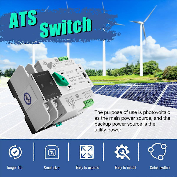 Fotovoltaisk Solenergi Automatisk Omkopplare 63A