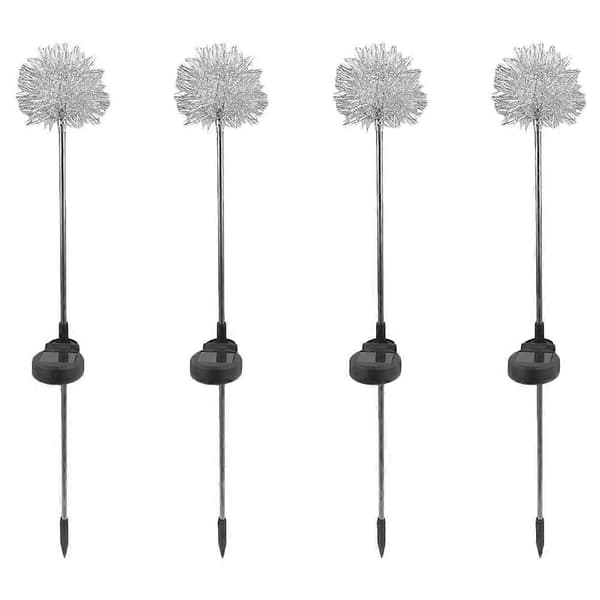 4 stk. LED solcellelamper med mælkebøtteform, dekorative havelamper, plænelamper