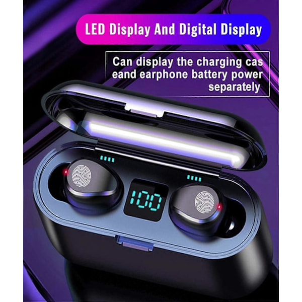 Bluetooth-hörlurar, 5.0-hörlurar med 2000 mAh laddningsfodral LED-batteridisplay 60 timmars speltid In-Ear Touch Bluetooth-headset IPX7 vattentätt