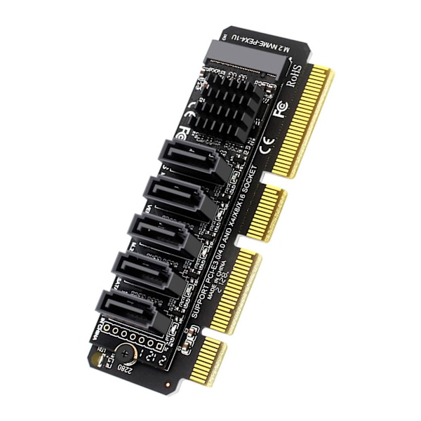 PCI-E til Sata Adapterkort 5 Porte til PCI-E X4 PCI-E X8 PCI-E X16 Support /Windows7/8/10 Multi-Sys