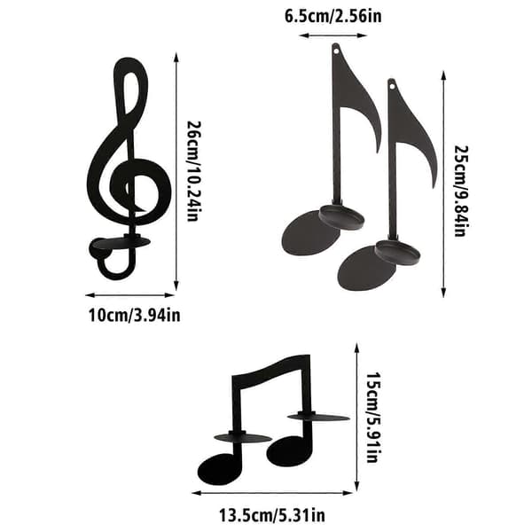 Svart Note Vegglampe Lysestake Veggmonterte Lysestaker Musikk Note Vegg Dec *