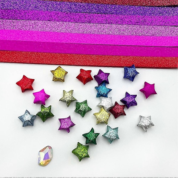 Glitter Diamant Stjärnpapper Frostat Vikstjärna DIY Handgjord Origami Gradient