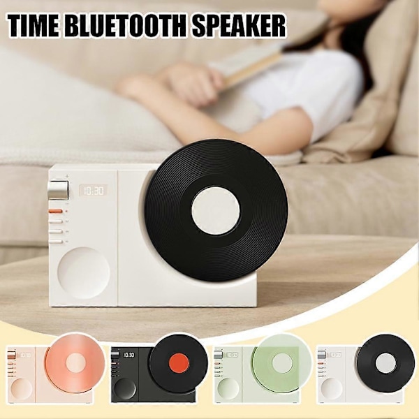 Aika Bluetooth-kaiutin Pöytämallinen Retro subwoofer Pyörivä Syntymäpäivälahja Black