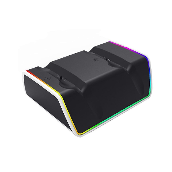 Trådlös handkontroll laddningsstation med RGB Fantasy Light Kontakt Dubbel laddningsstation för spelkontroller