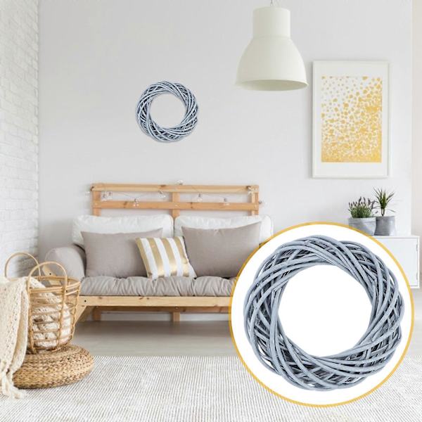 1kpl DIY Pajuköynnös Seppele Luonnollinen Kranssi Rottingista Koti Seppele Sisustus (Harmaa)