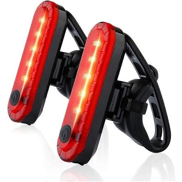 Bakre cykelbakljus 2-pack, USB-uppladdningsbara cykelbakljus