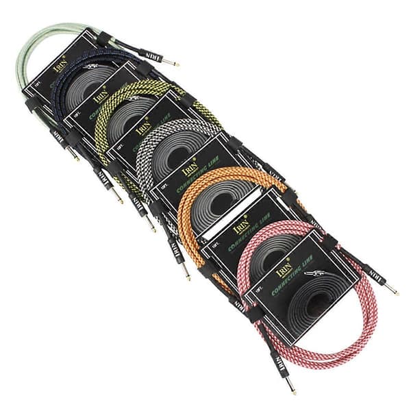 Gitarr Musikalisk Instrumentkabel Bas Ljudkabel Grön & Vit