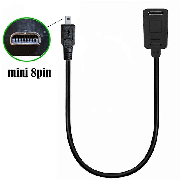 Mini 5P Typ C Hona till 8-Pin Mini B Hane Laddningskabel C