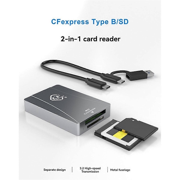 CFexpress Typ B och SD-kortläsare USB 3.2 Gen 2 CFexpress B-läsare