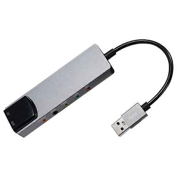 6-i-1 USB Externt Optiskt Ljudkort Multifunktionell Ljudkonverterare Adapter för Bärbar Dator Aluminium Ljudkort