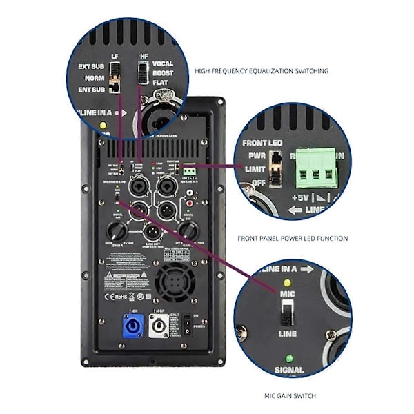 K12A Professionell Digital Effektförstärkarmodul 1000W Aktiv Klass D