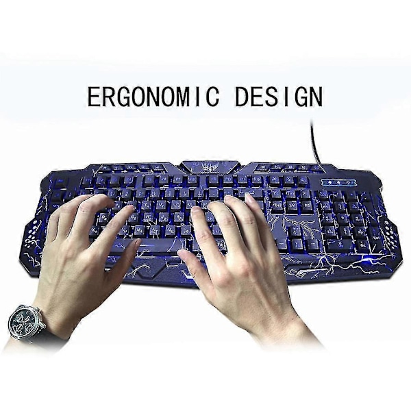 Pelinäppäimistö ja hiiri taustavalaistu USB-johdollinen vedenpitävä viileä sininen punainen violetti PC-kannettavalle, us
