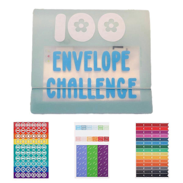 100 Kuvert Utmaning Pärm, Sparutmaningsbox kit Kontant Sparutmaningskit, Sparutmaningsbok med Kontantkuvert style2382