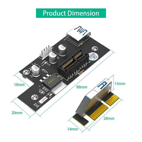 Korkealaatuinen Pci Express Pci-E 1x - 1x/4x/8x/16x Riser -kortti