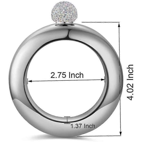 Flaskarmband Armring Kreativ Rostfri 304 Höftflaska Trattset För Kvinnor 100 ml (silver Rhinestones Lock)