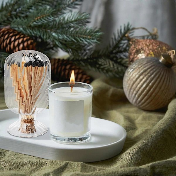 2 Set Helixformad Tändstickshållare, Glas Tändsticks Klocka för 10 cm