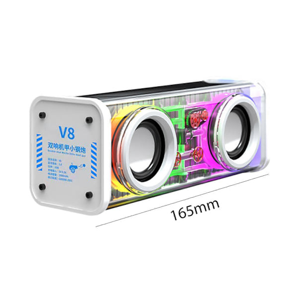 Läpinäkyvät Mecha-kaiuttimet, Bluetooth-yhteensopiva 5.0, 1800 mAh, juhliin (valkoinen)