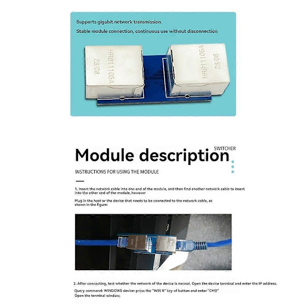 Gigabit Ethernet Kabel Adapter Modul Nätverkskabel Förlängningskontakt RJ45 Adapter Nätverk Rak-igenom Kontakt