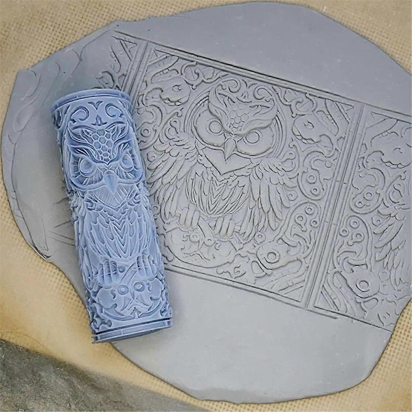 Lerrulle för Kakel 3D-Printad Lertexturrulle Blommönster Fågelmönster