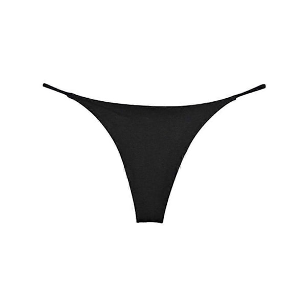 Dubbellager Tanga Låg Midja Slim Underkläder Bikini Bomullsunderkläder för Kvinnor BlackS