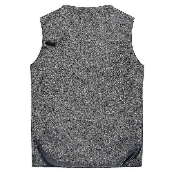 Herre Vest i lammeull, ensfarget - Grey 2XL