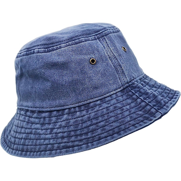 Ultrakey Bucket Hat Bredbrättad Tvättad Denim Bomull Utomhus Solhatt Platt Topp Keps För Fiske Vandring Strandsporter