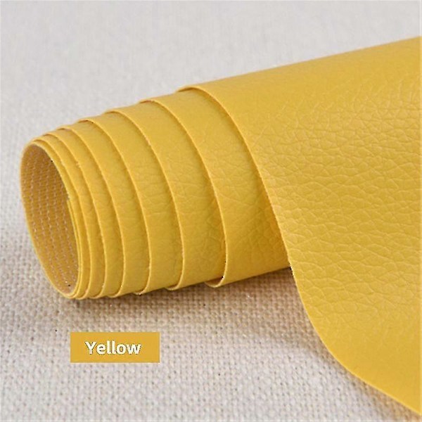 Självhäftande läder för soffreparation, möbelbordsstolsdekal, sitsväska, skoreparation Yellow 50x137cm