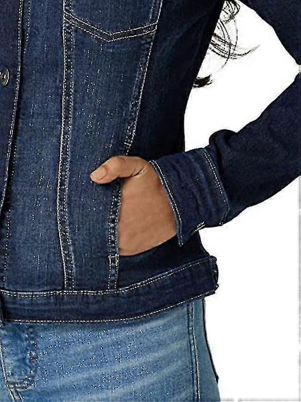 Stretchjeansjacka för dam, Jeansjacka, Knäppbar jeansjacka Dark blue S